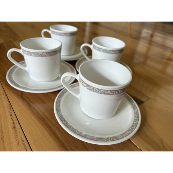 Centura "SHANGRI LA" Corning ~ Set of 4 ~ Cups & Saucers - Picture 9 of 9